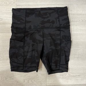 lululemon athletica Black & Charcoal Camo High-Rise Athletic Shorts